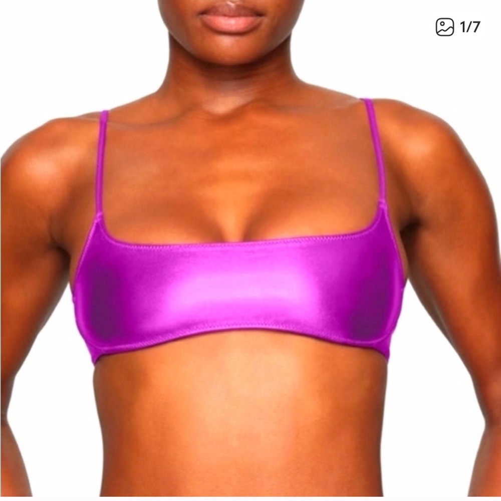 Skims Purple Metallic Bikini Top NWT